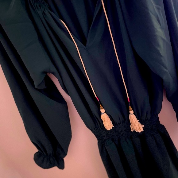 Chic Dark Green Long Sleeve Dress bohemian romper - Picture 3 of 16